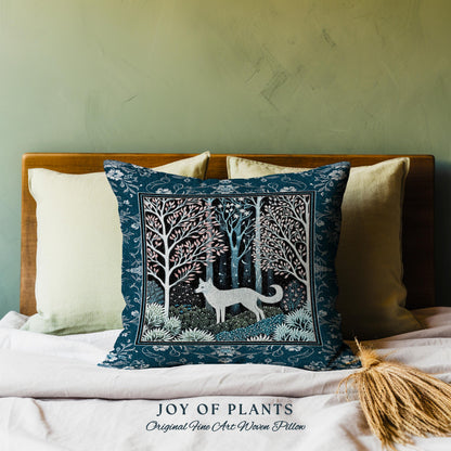 Earthy Colors Woodland Wolf Tapestry Pillow Decorative Throw Cushion
