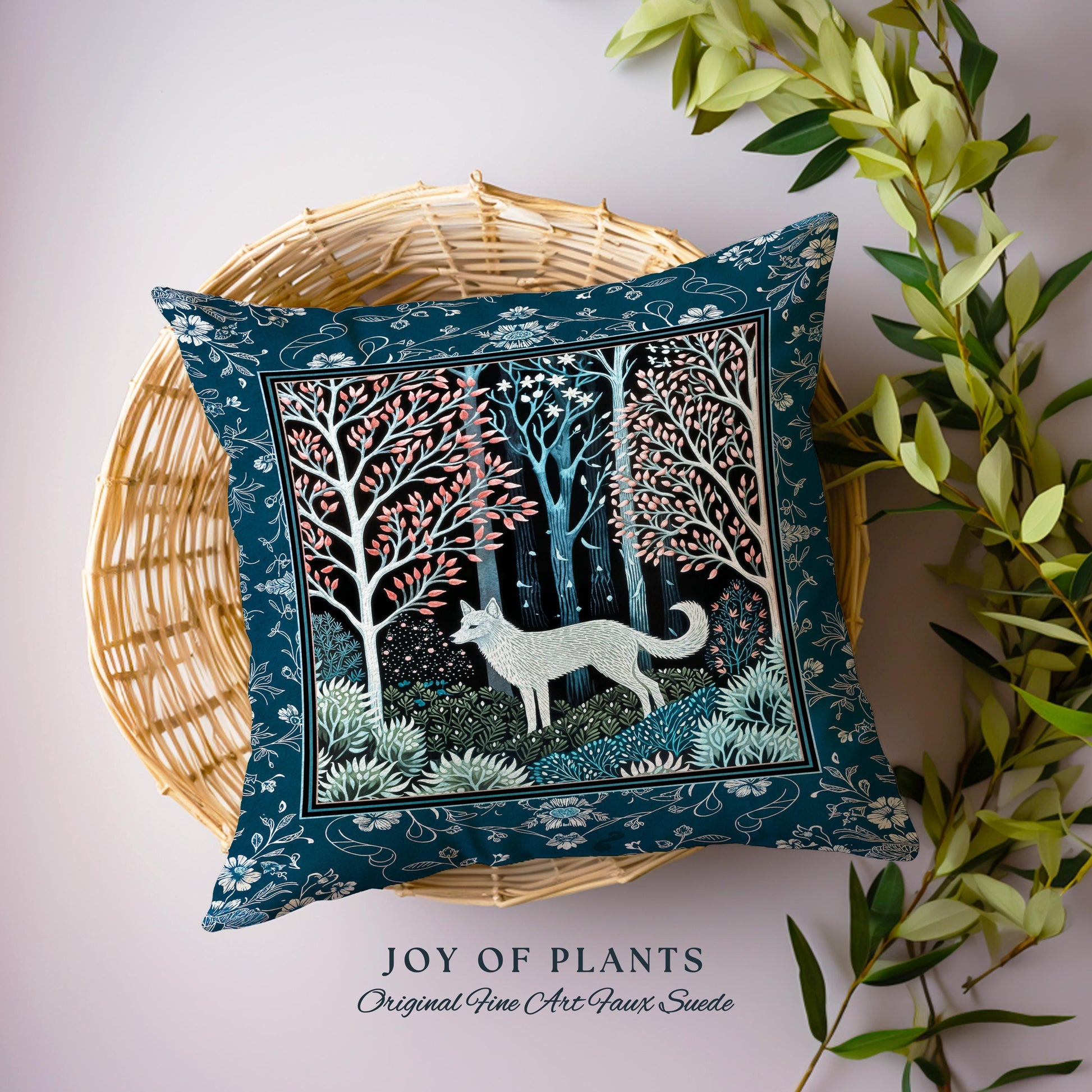 Earthy Colors Woodland Wolf Tapestry Pillow Decorative Throw Cushion