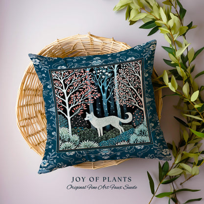 Earthy Colors Woodland Wolf Tapestry Pillow Decorative Throw Cushion