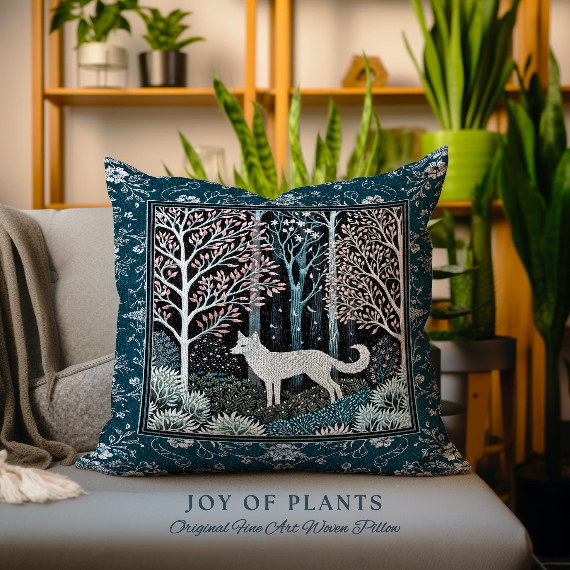 Earthy Colors Woodland Wolf Tapestry Pillow Decorative Throw Cushion