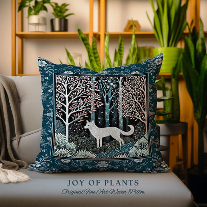 Earthy Colors Woodland Wolf Tapestry Pillow Decorative Throw Cushion