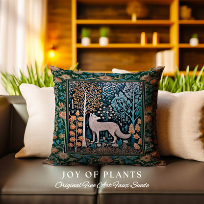 Playful Forest Boho Whimsical Decorative Wolf Cushion Tapestry Throw Pillow