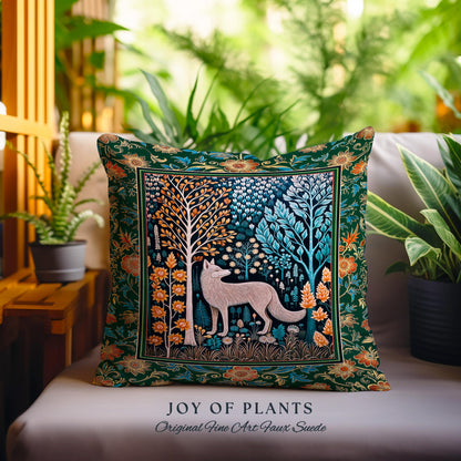 Playful Forest Boho Whimsical Decorative Wolf Cushion Tapestry Throw Pillow