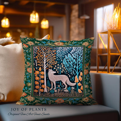 Playful Forest Boho Whimsical Decorative Wolf Cushion Tapestry Throw Pillow