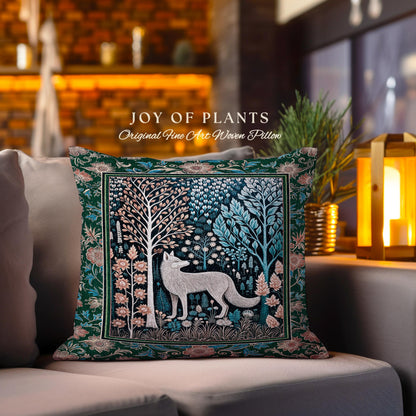 Playful Forest Boho Whimsical Decorative Wolf Cushion Tapestry Throw Pillow