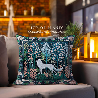 Floral Woodland Cozy Boho Wolf Tapestry Pillow Decorative Throw Cushion