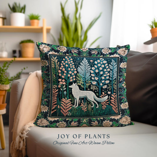Floral Woodland Cozy Boho Wolf Tapestry Pillow Decorative Throw Cushion