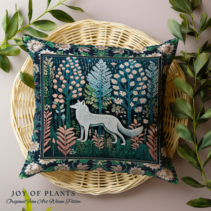 Floral Woodland Cozy Boho Wolf Tapestry Pillow Decorative Throw Cushion