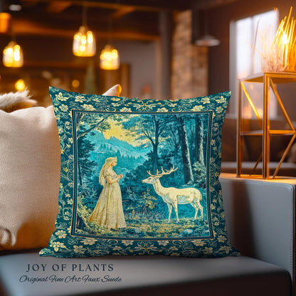 Mountain Goddess Ethereal Woven Tapestry Pillow Decorative Cushion