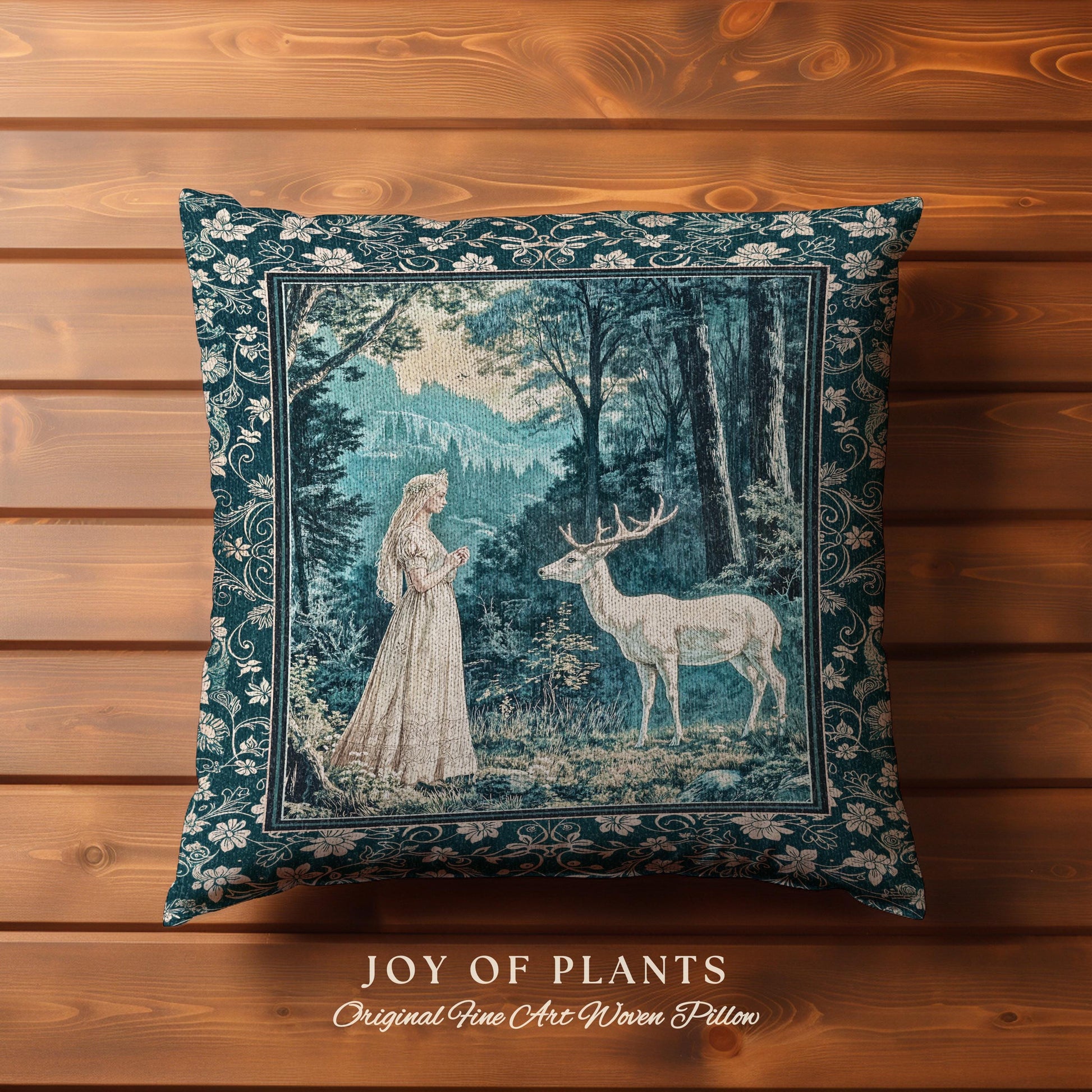 Mountain Goddess Ethereal Woven Tapestry Pillow Decorative Cushion