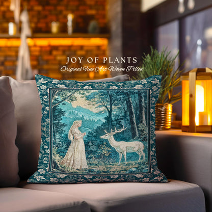 Mountain Goddess Ethereal Woven Tapestry Pillow Decorative Cushion