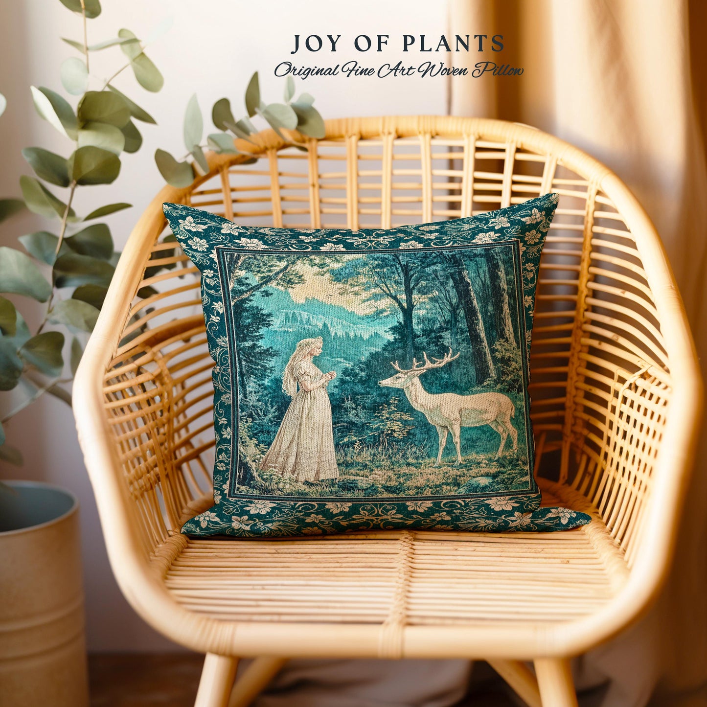Mountain Goddess Ethereal Woven Tapestry Pillow Decorative Cushion
