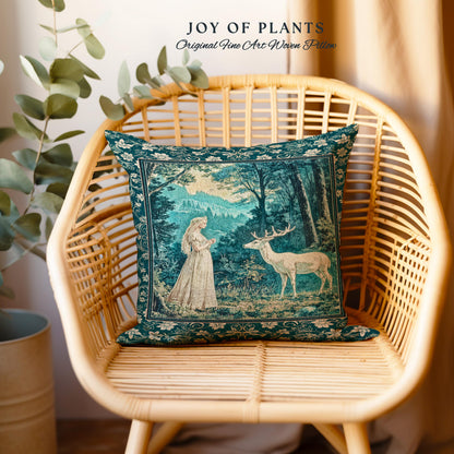 Mountain Goddess Ethereal Woven Tapestry Pillow Decorative Cushion