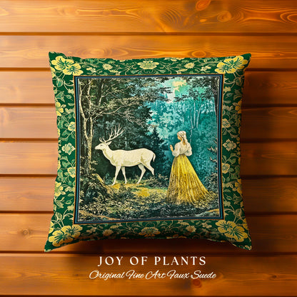 Dreamy Fairytale Forest Woven Tapestry Pillow Decorative Throw Cushion