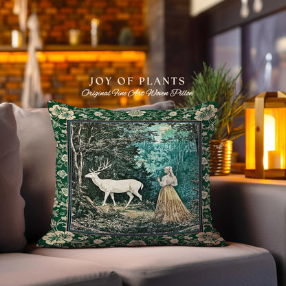 Dreamy Fairytale Forest Woven Tapestry Pillow Decorative Throw Cushion
