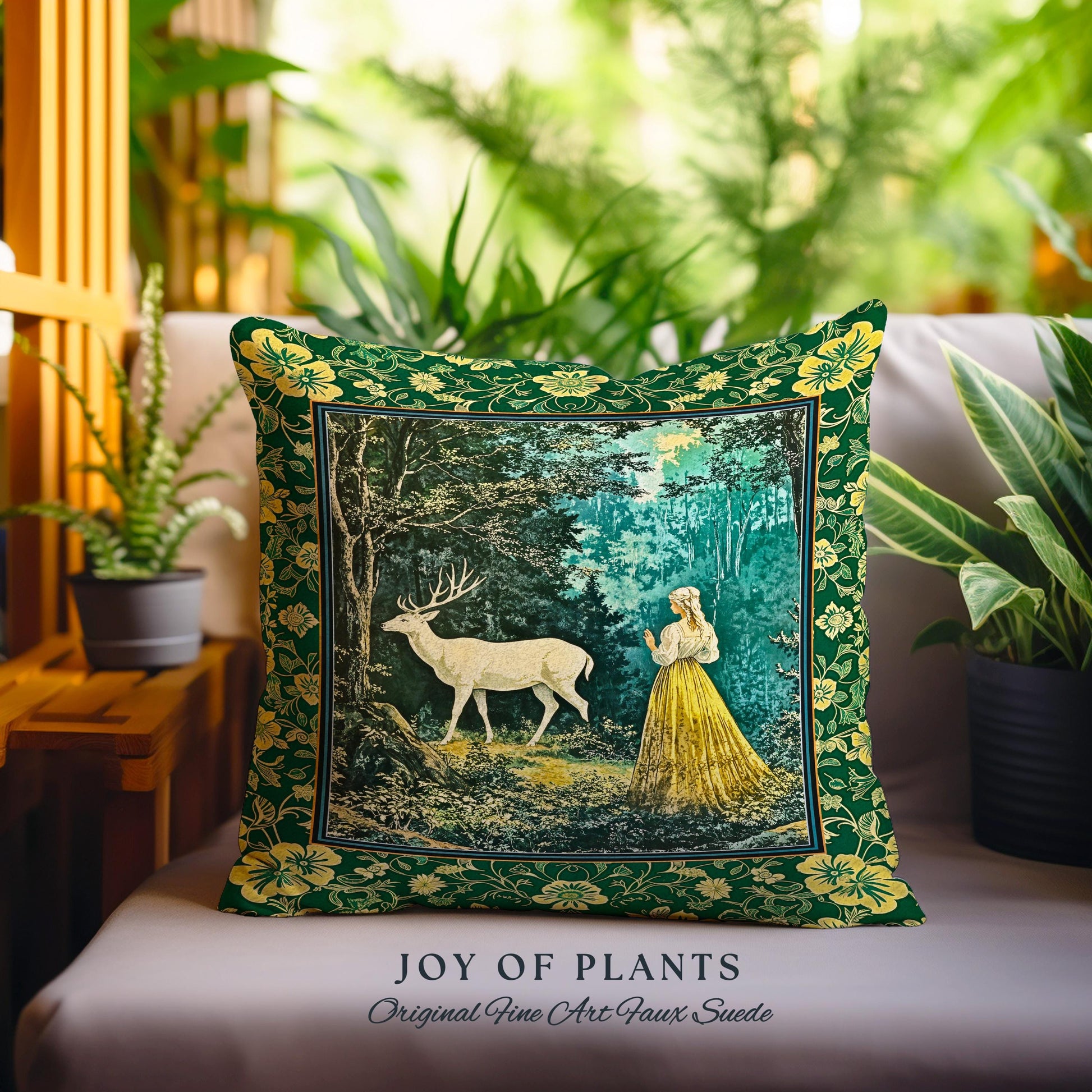 Dreamy Fairytale Forest Woven Tapestry Pillow Decorative Throw Cushion