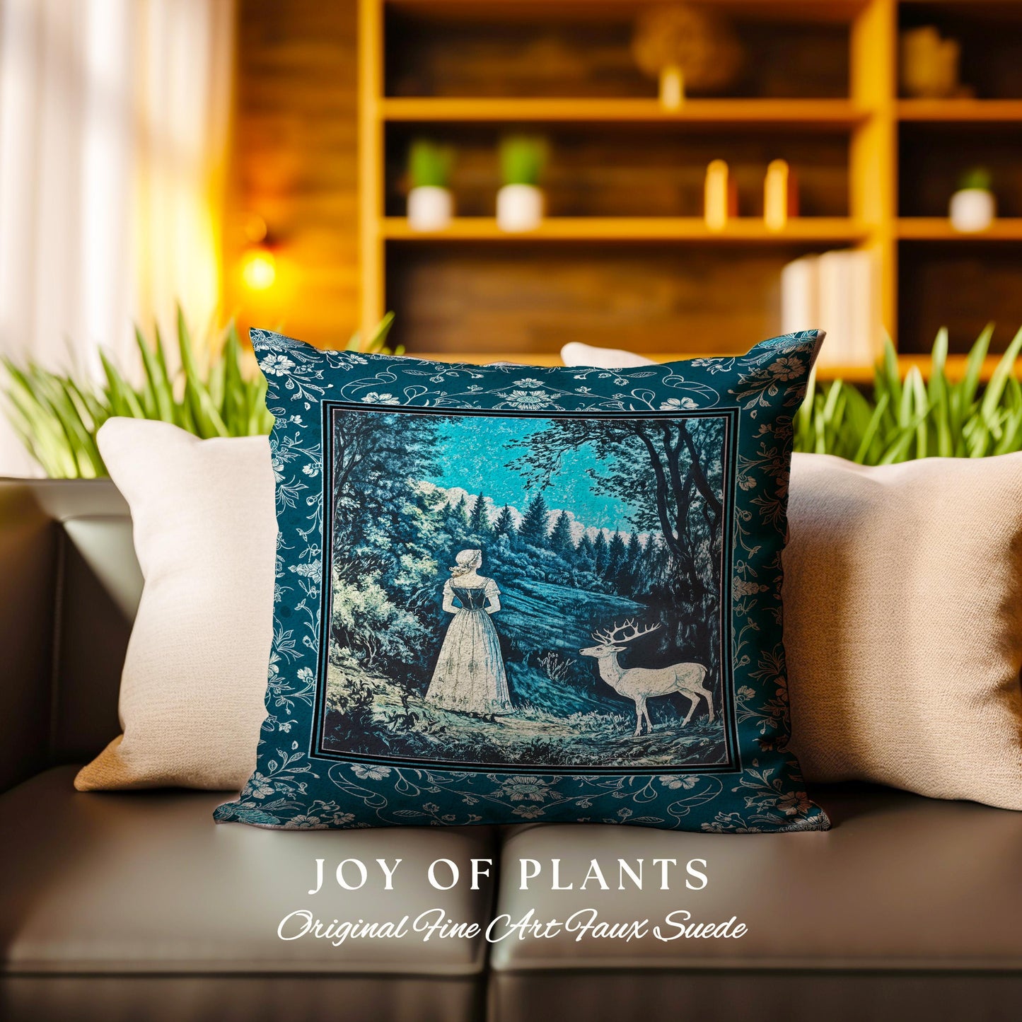 Cerulean Cottagecore Landscape Tapestry Pillow Decorative Throw Cushion
