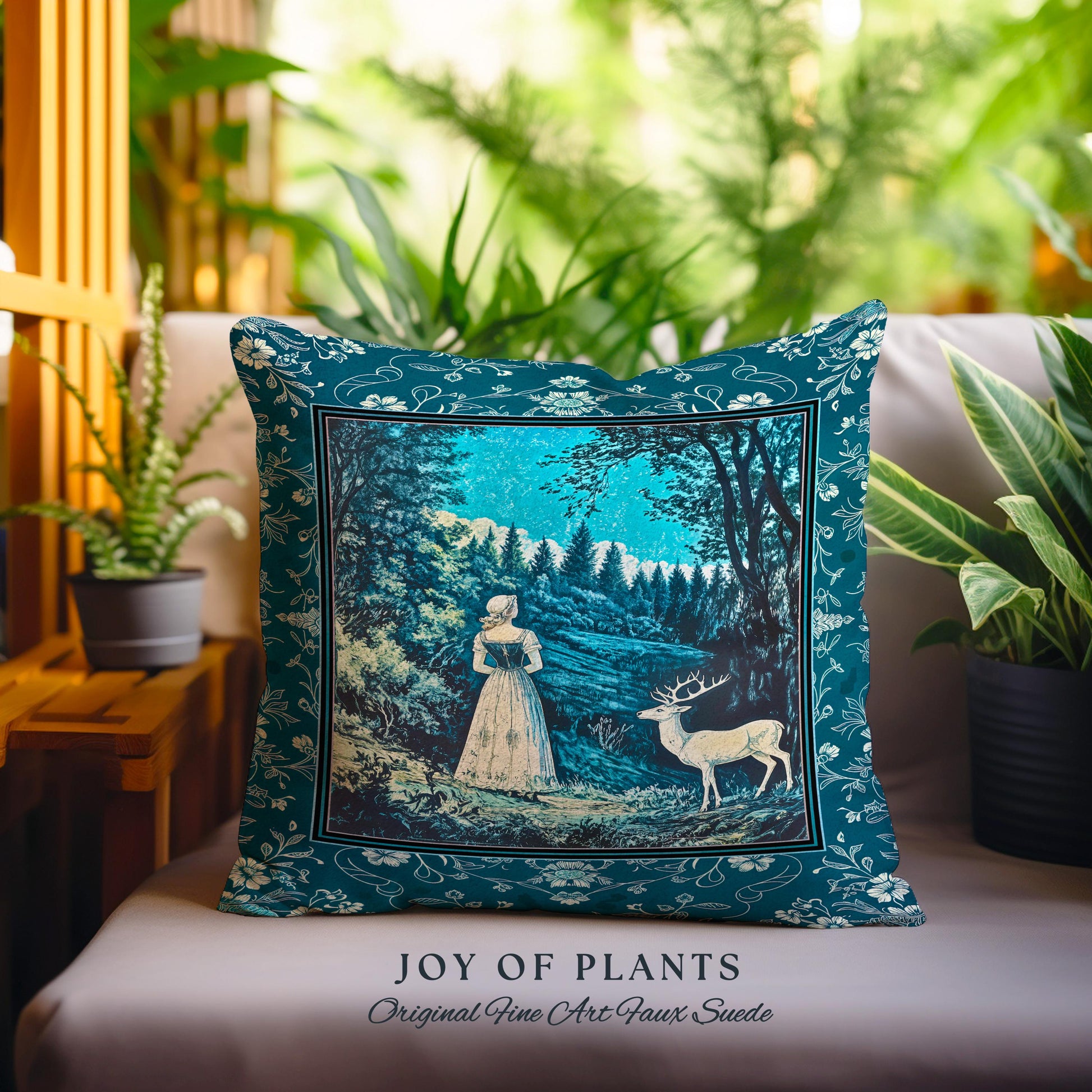 Cerulean Cottagecore Landscape Tapestry Pillow Decorative Throw Cushion