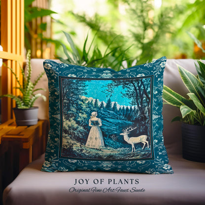 Cerulean Cottagecore Landscape Tapestry Pillow Decorative Throw Cushion