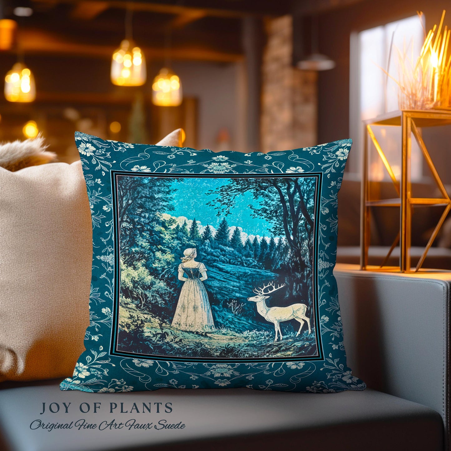 Cerulean Cottagecore Landscape Tapestry Pillow Decorative Throw Cushion