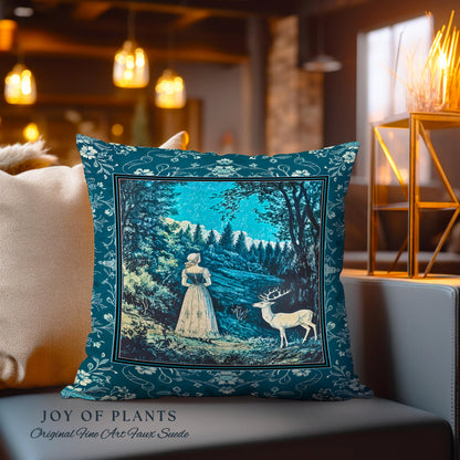Cerulean Cottagecore Landscape Tapestry Pillow Decorative Throw Cushion