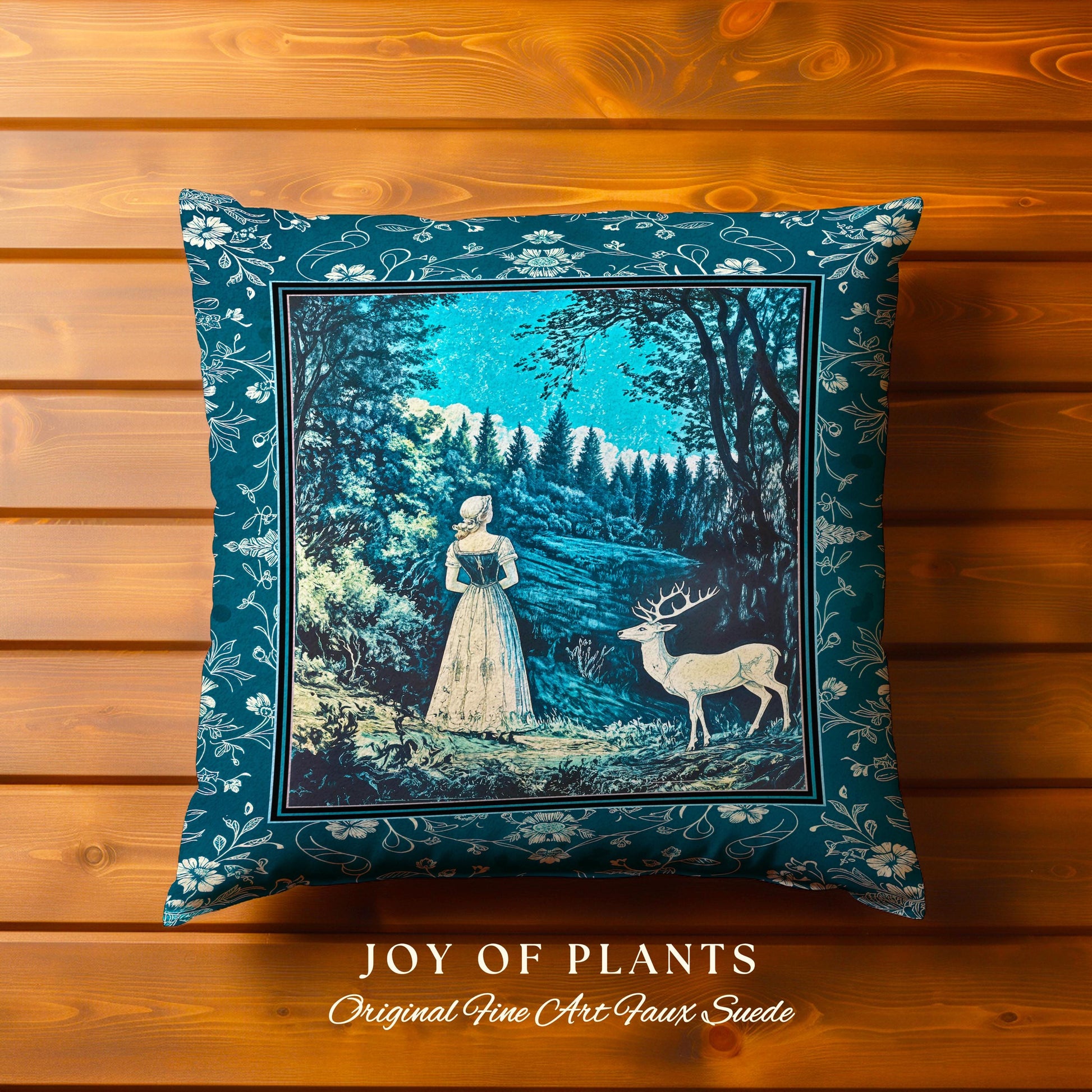 Cerulean Cottagecore Landscape Tapestry Pillow Decorative Throw Cushion