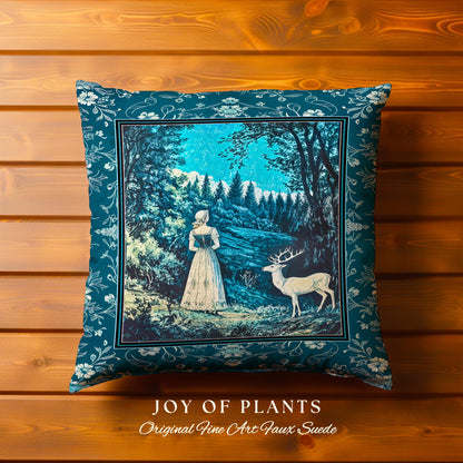 Cerulean Cottagecore Landscape Tapestry Pillow Decorative Throw Cushion