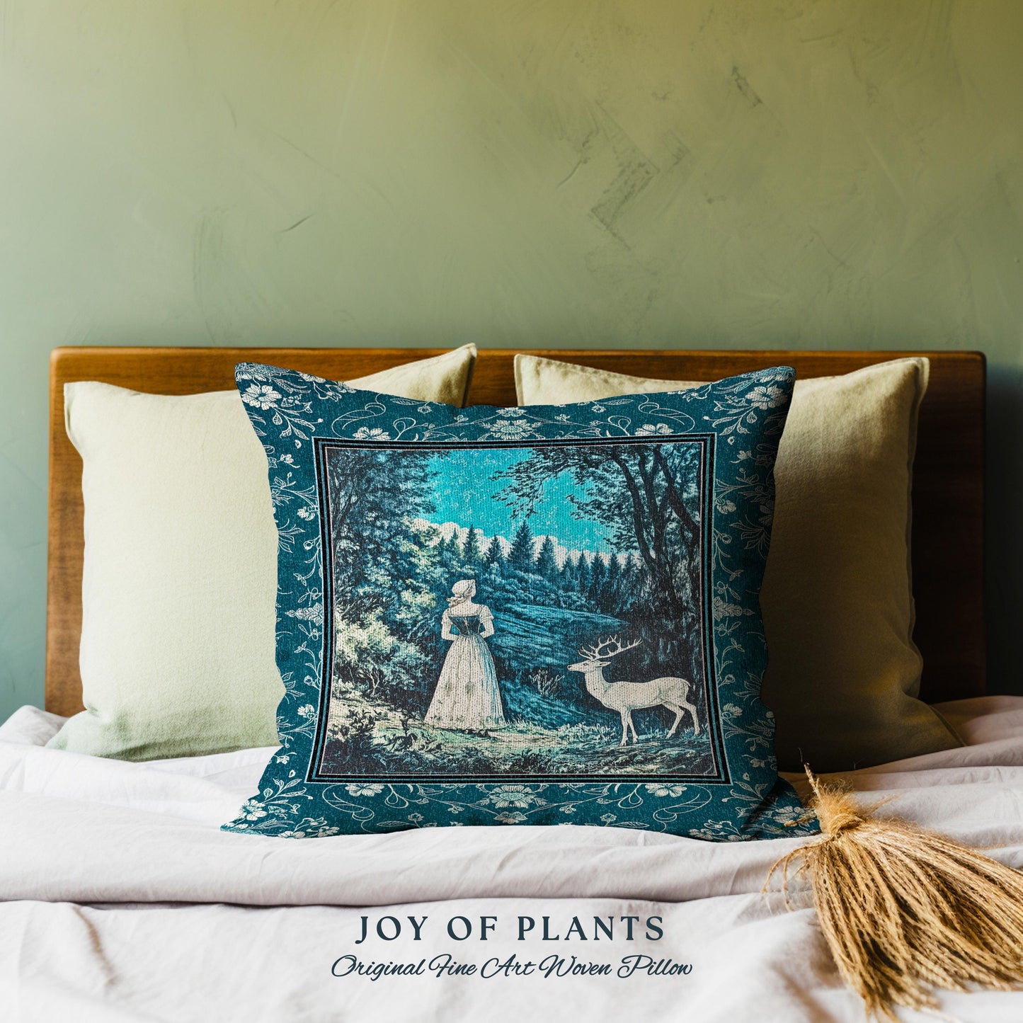 Cerulean Cottagecore Landscape Tapestry Pillow Decorative Throw Cushion