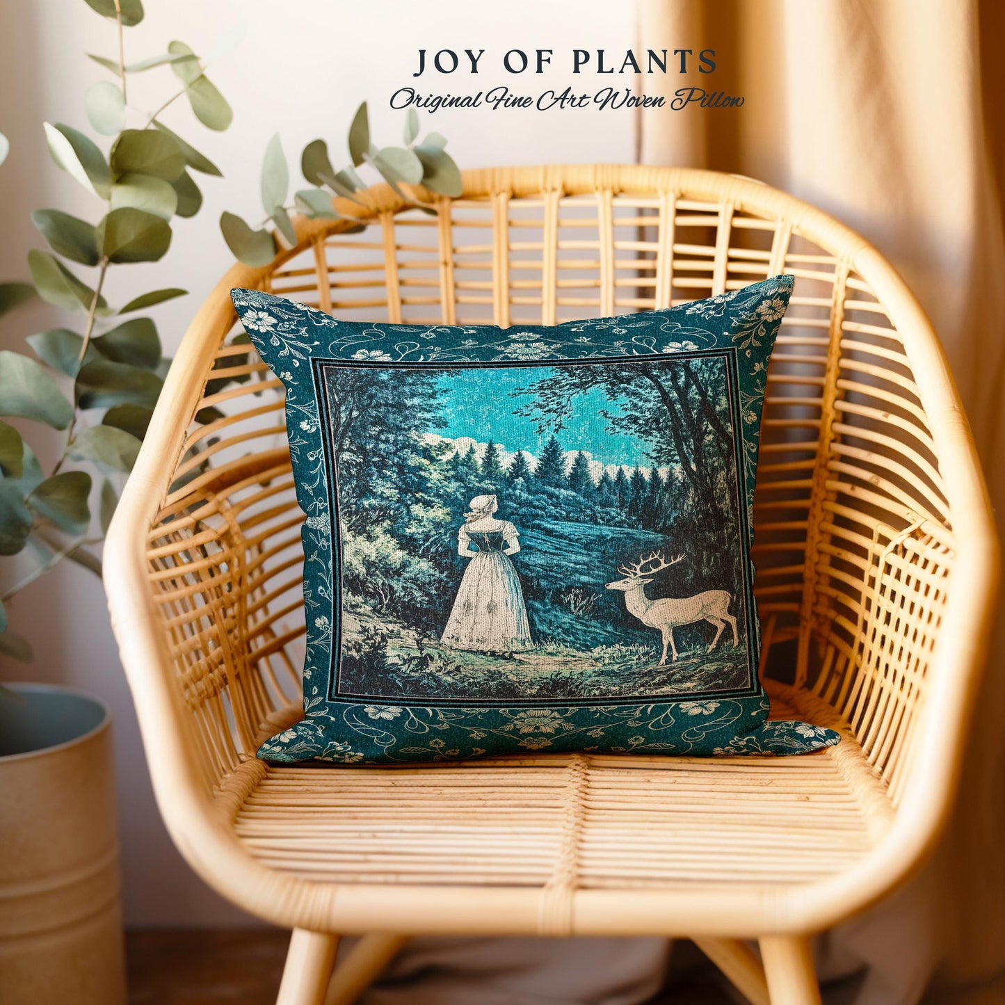 Cerulean Cottagecore Landscape Tapestry Pillow Decorative Throw Cushion