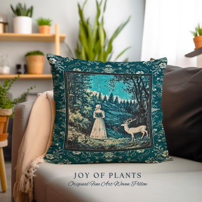 Cerulean Cottagecore Landscape Tapestry Pillow Decorative Throw Cushion
