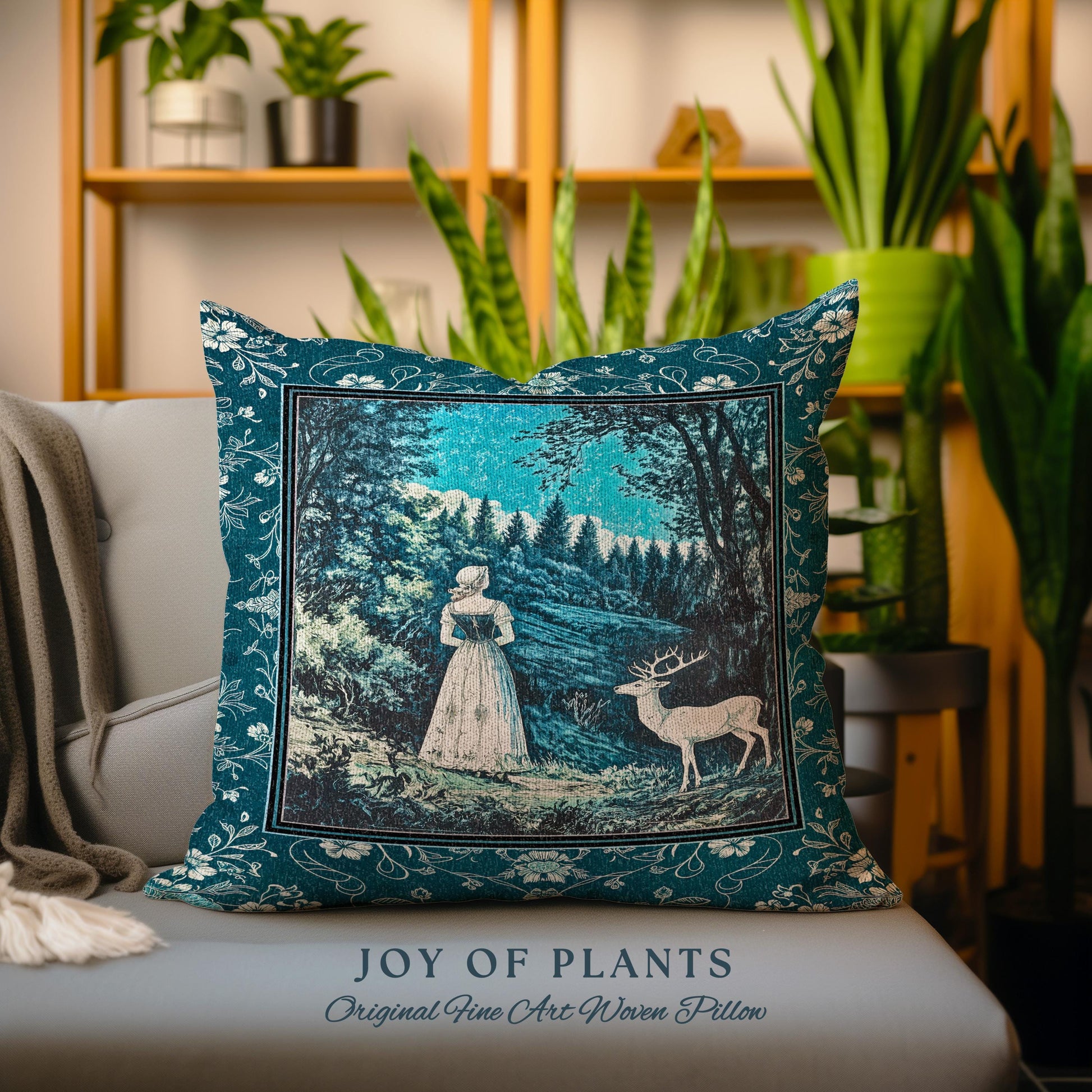 Cerulean Cottagecore Landscape Tapestry Pillow Decorative Throw Cushion