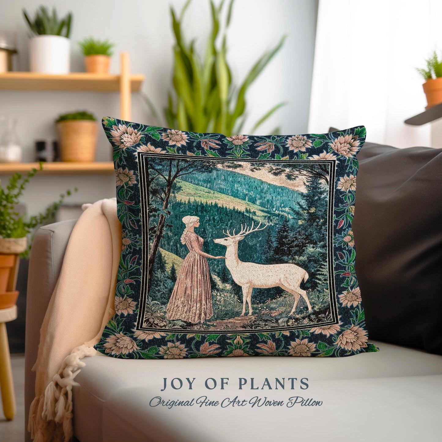 Victorian Floral Fantasy Throw Pillow Decorative Tapestry Throw Cushion
