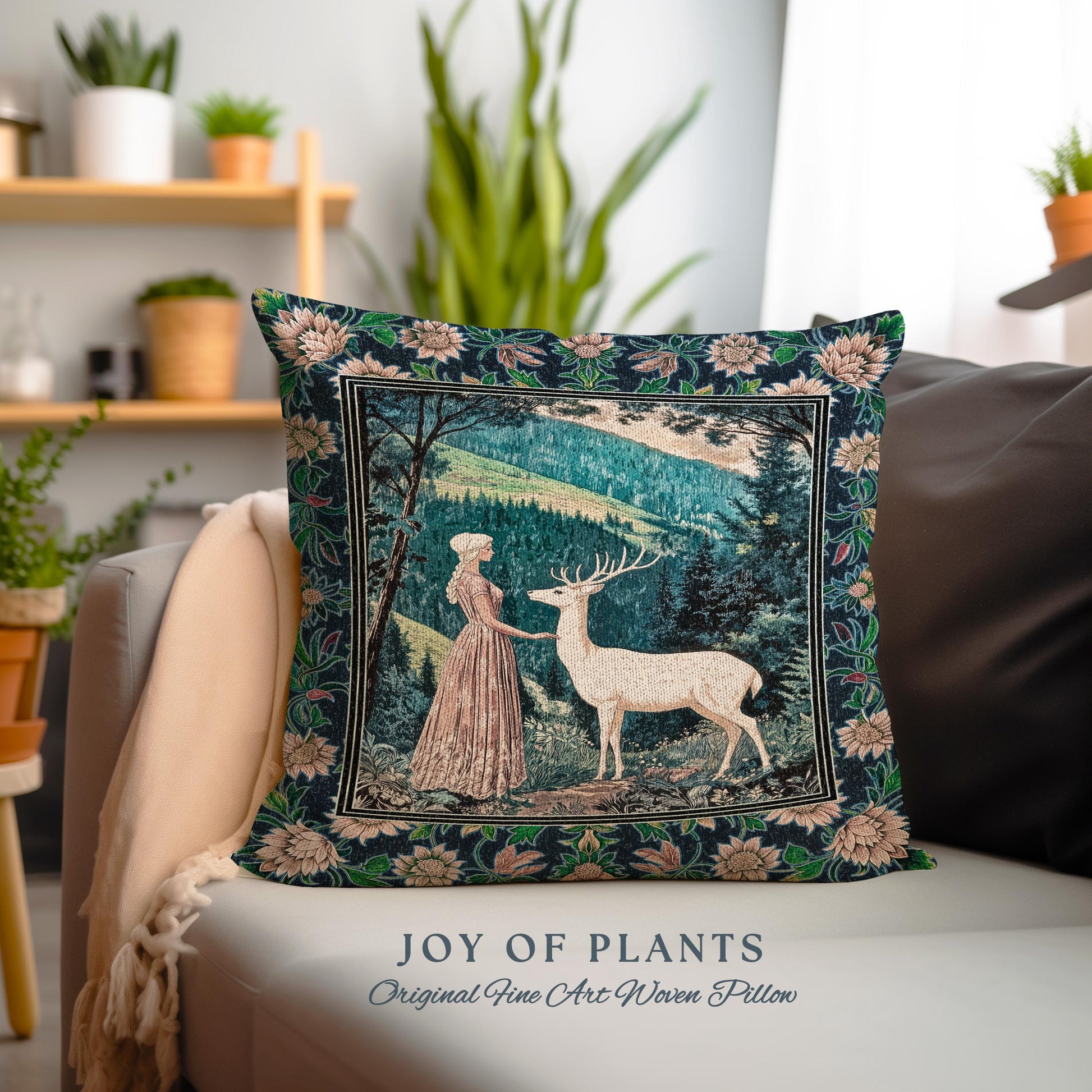 Victorian Floral Fantasy Throw Pillow Decorative Tapestry Throw Cushion