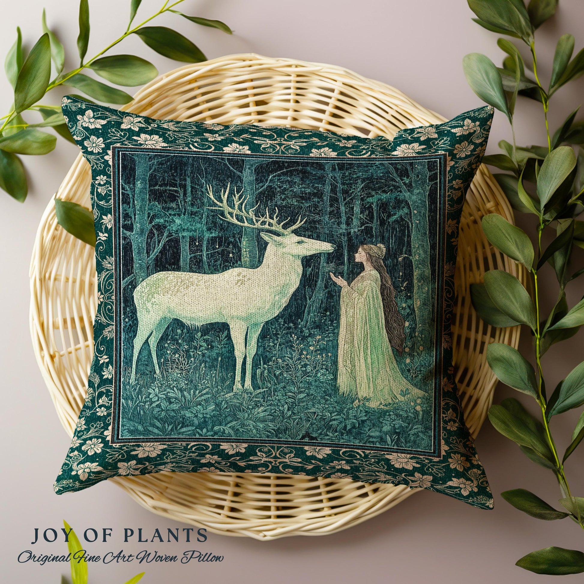 Medieval Princess Woodland Magic Decorative Cushion Tapestry Throw Pillow