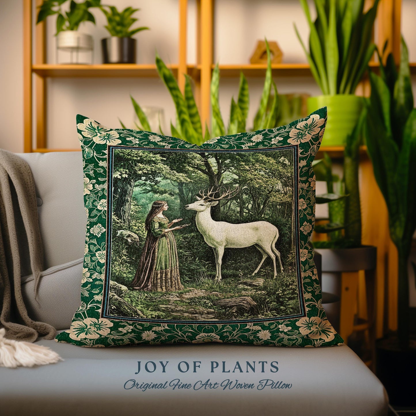 Lush Woodland Folklore Tapestry Pillow Decorative Throw Cushion