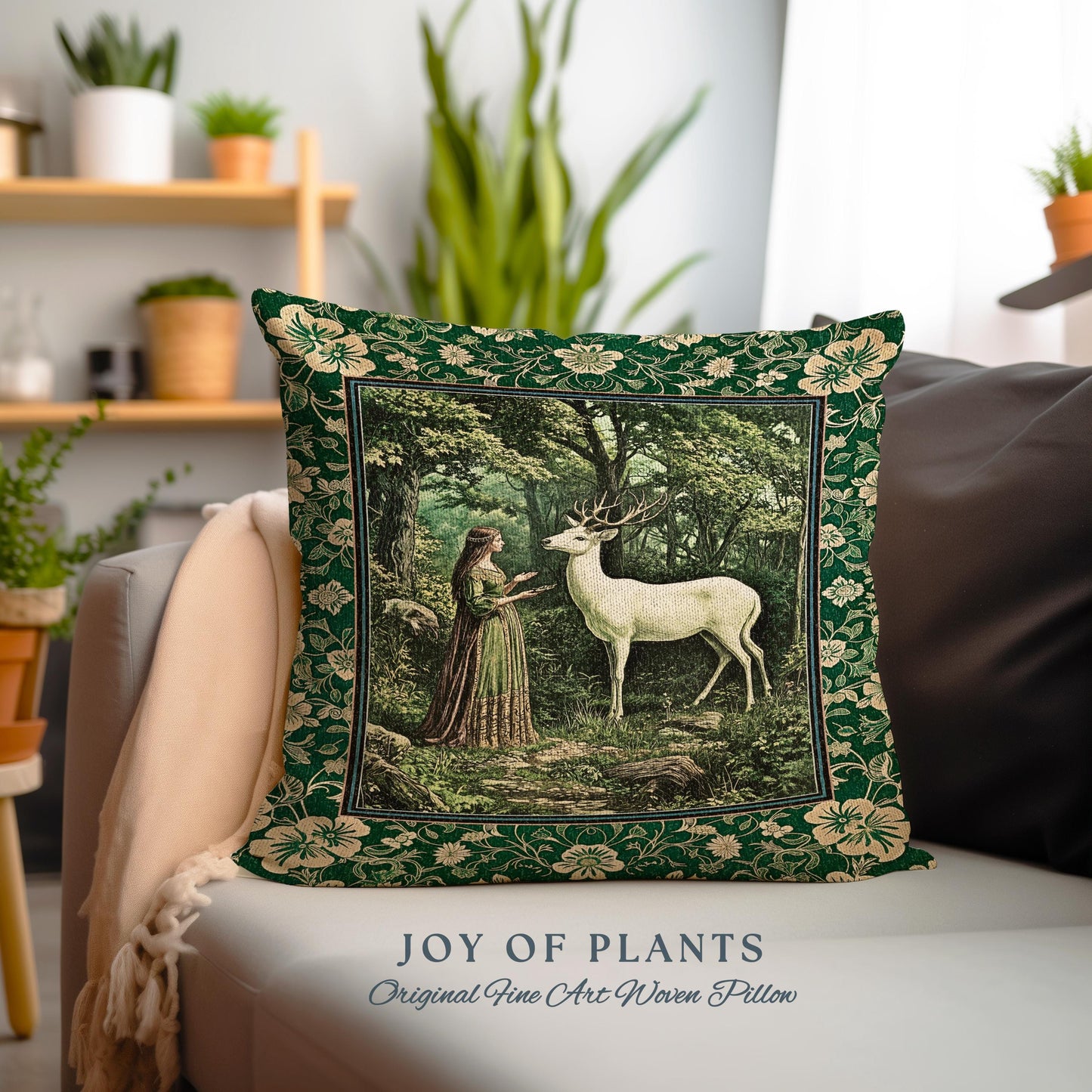 Lush Woodland Folklore Tapestry Pillow Decorative Throw Cushion