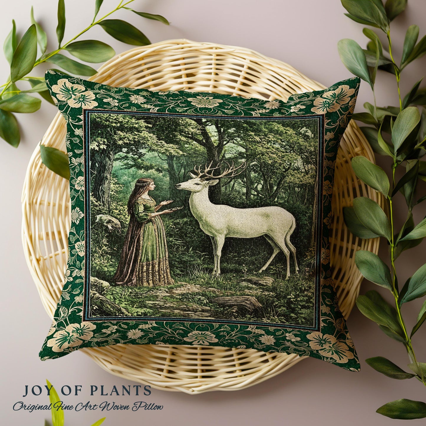 Lush Woodland Folklore Tapestry Pillow Decorative Throw Cushion
