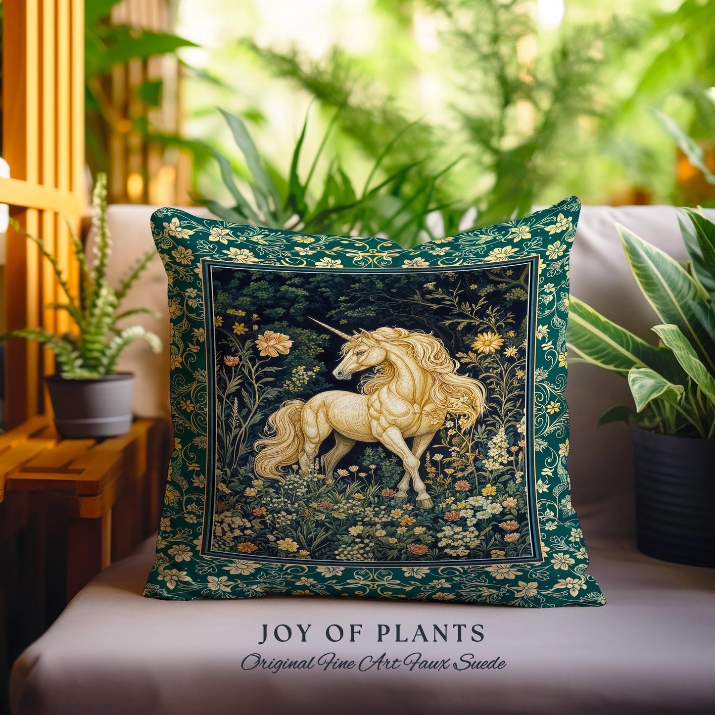 Magic Medieval Unicorn Decorative Cushion Tapestry Throw Pillow