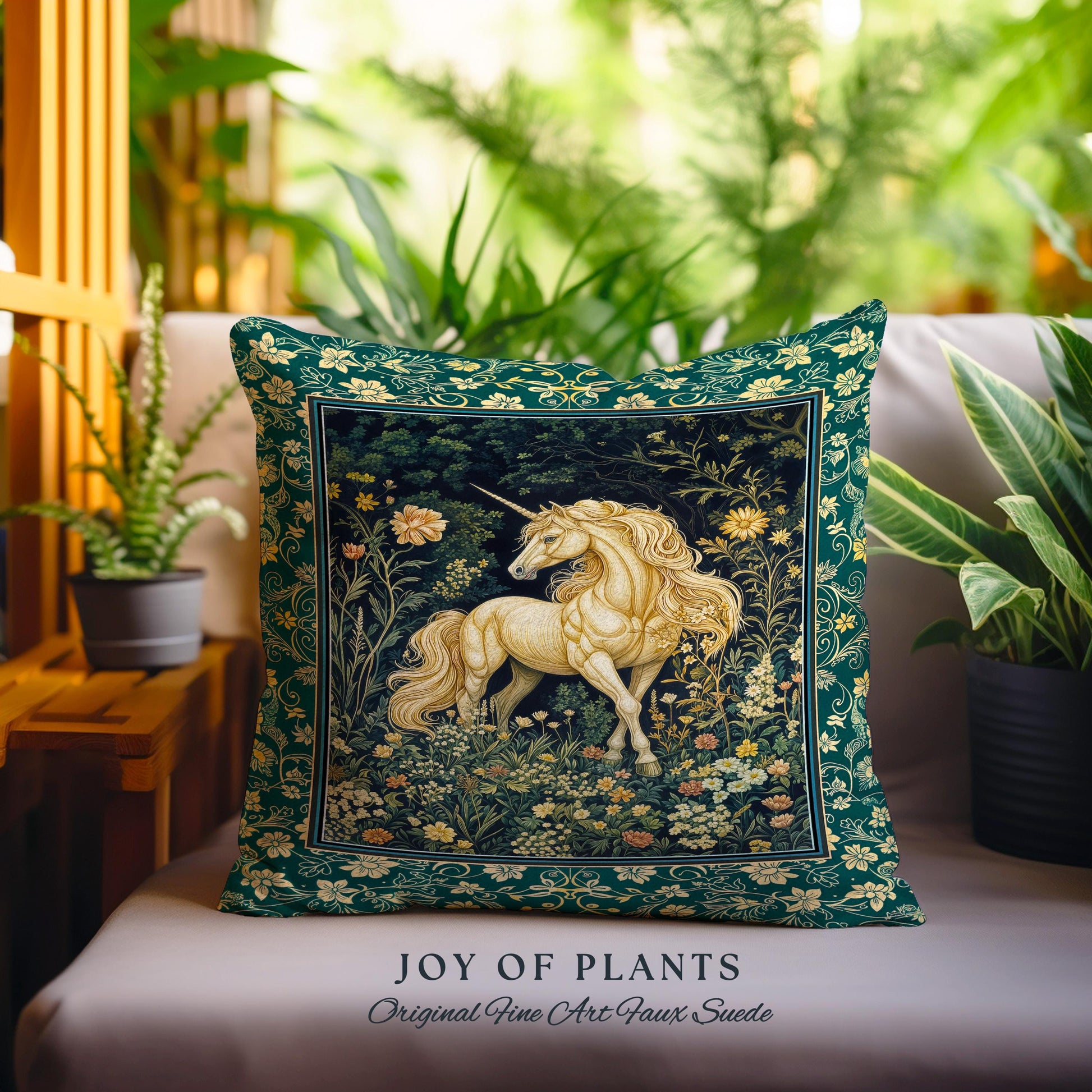Magic Medieval Unicorn Decorative Cushion Tapestry Throw Pillow
