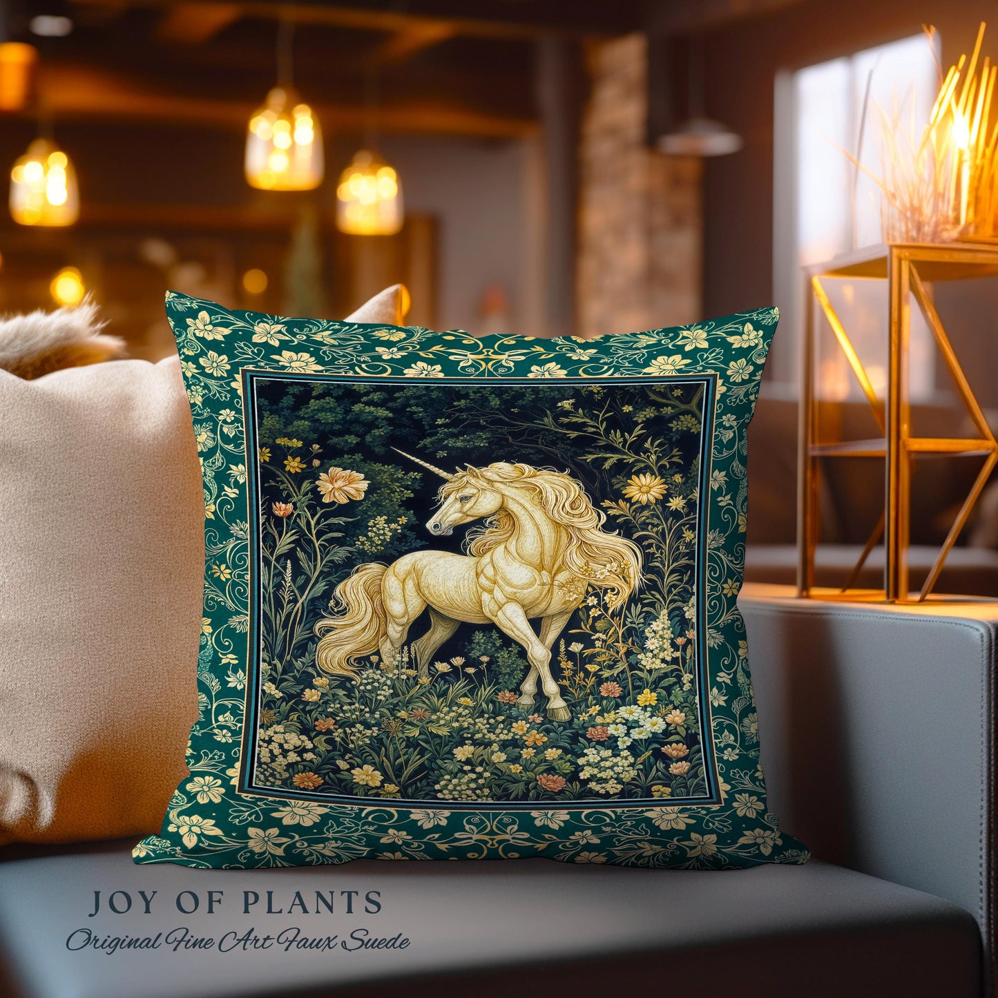 Magic Medieval Unicorn Decorative Cushion Tapestry Throw Pillow