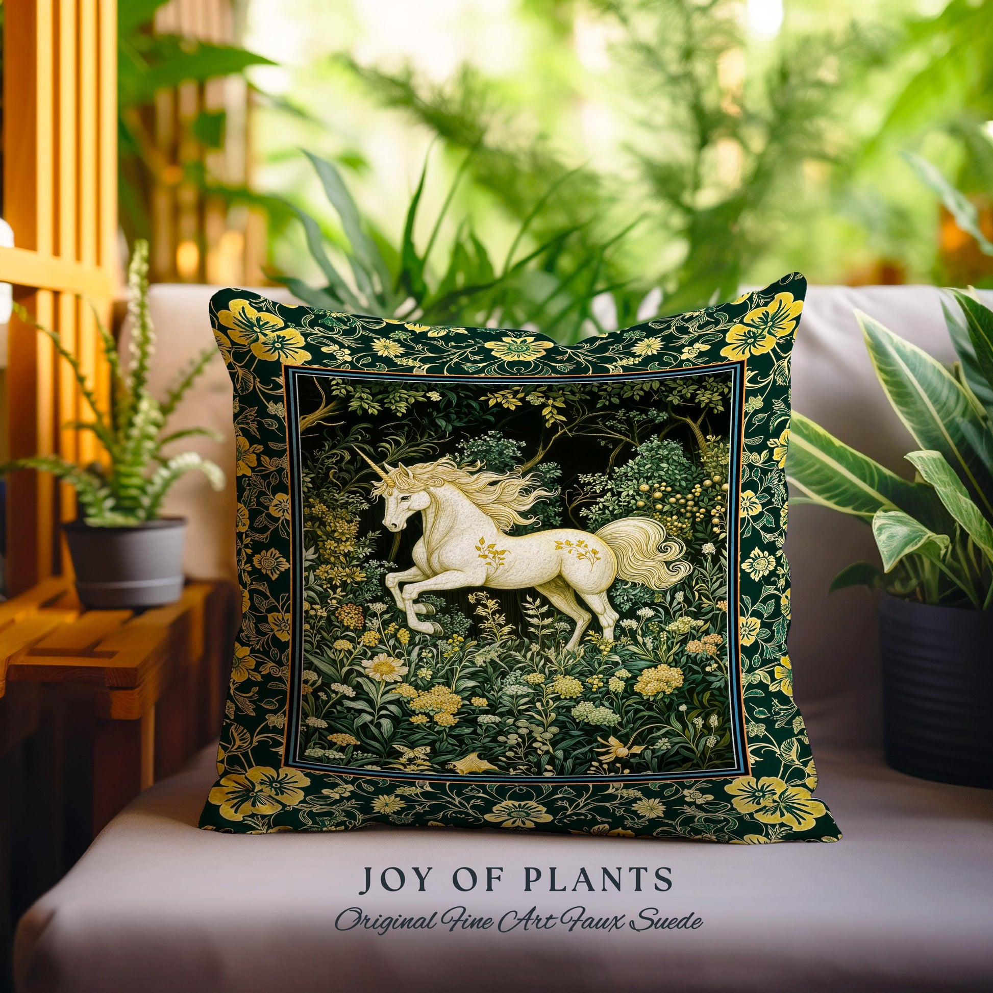 Earthy Ethereal Unicorn Tapestry Pillow Decorative Throw Cushion