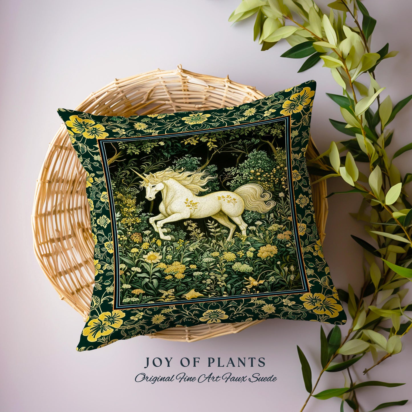 Earthy Ethereal Unicorn Tapestry Pillow Decorative Throw Cushion