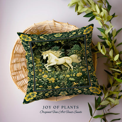Earthy Ethereal Unicorn Tapestry Pillow Decorative Throw Cushion