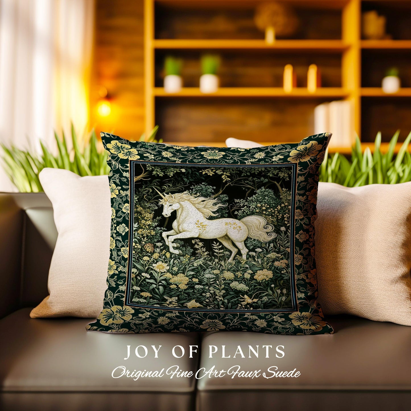 Earthy Ethereal Unicorn Tapestry Pillow Decorative Throw Cushion