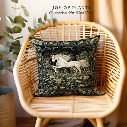 Earthy Ethereal Unicorn Tapestry Pillow Decorative Throw Cushion