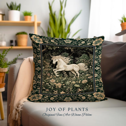Earthy Ethereal Unicorn Tapestry Pillow Decorative Throw Cushion