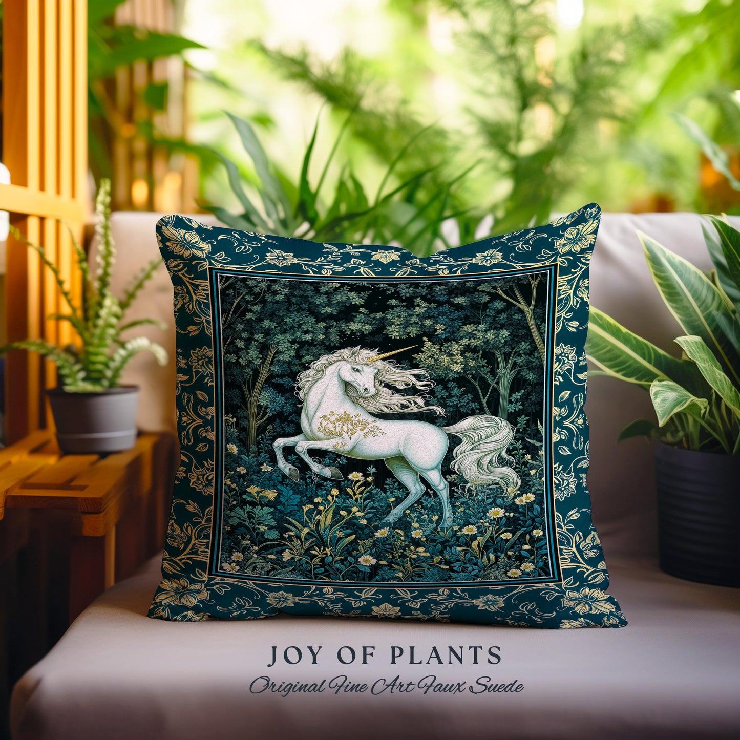 Enchanted Meadow Unicorn Decorative Cushion Tapestry Throw Pillow