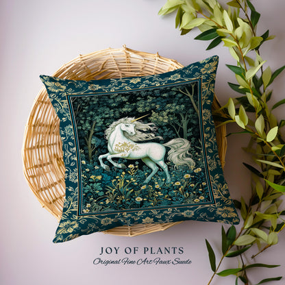 Enchanted Meadow Unicorn Decorative Cushion Tapestry Throw Pillow