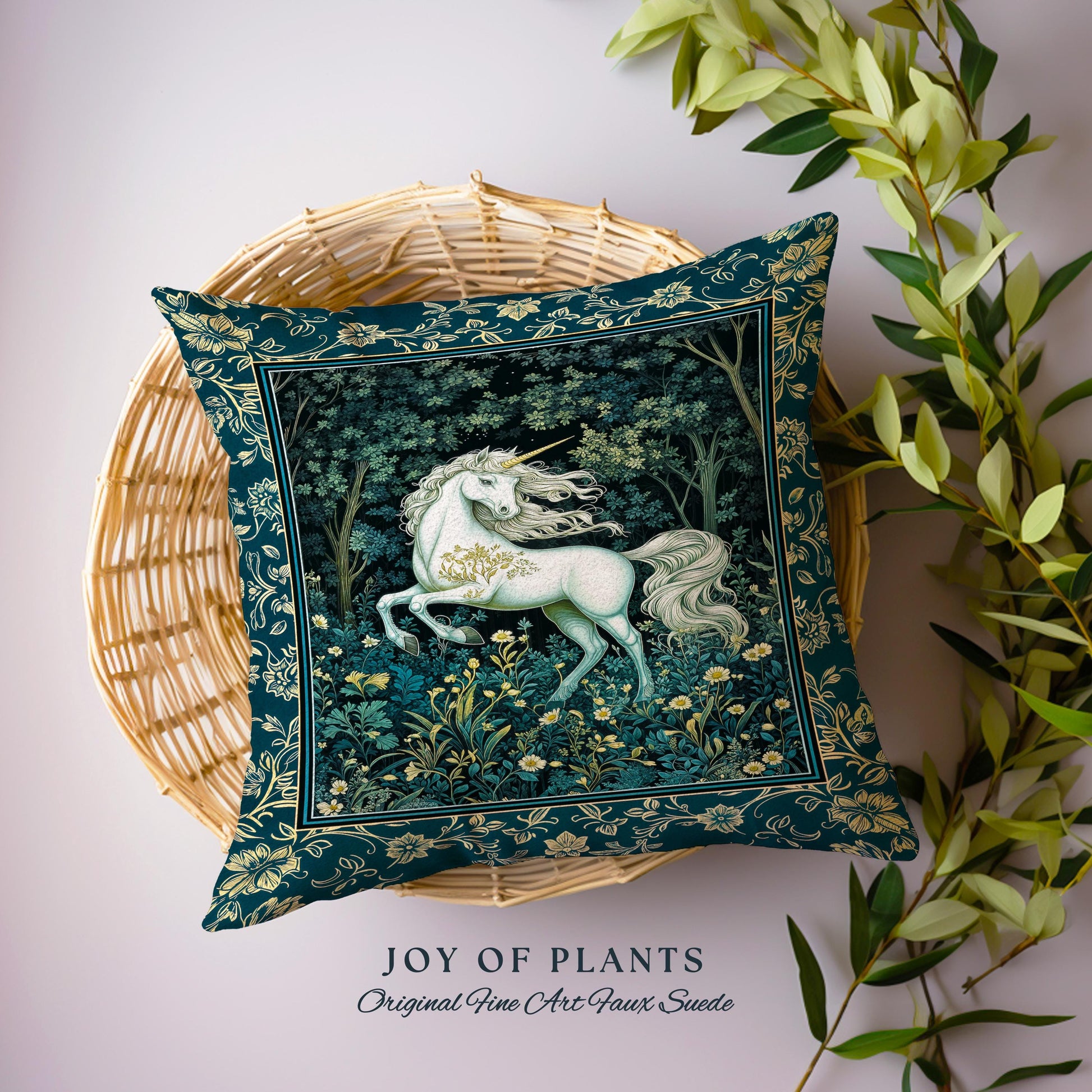 Enchanted Meadow Unicorn Decorative Cushion Tapestry Throw Pillow