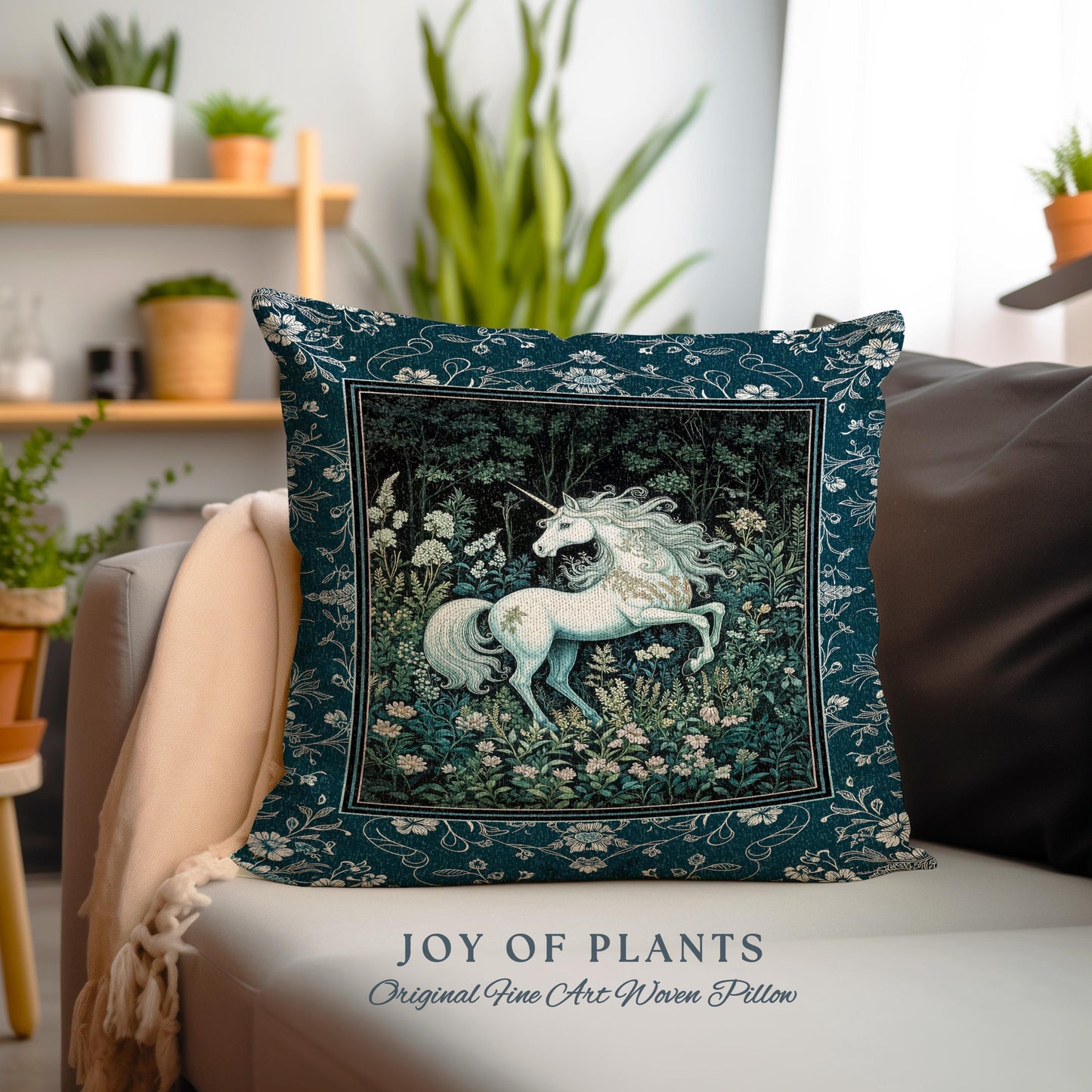 Midnight Magic Unicorn Tapestry Pillow Decorative Throw Cushion